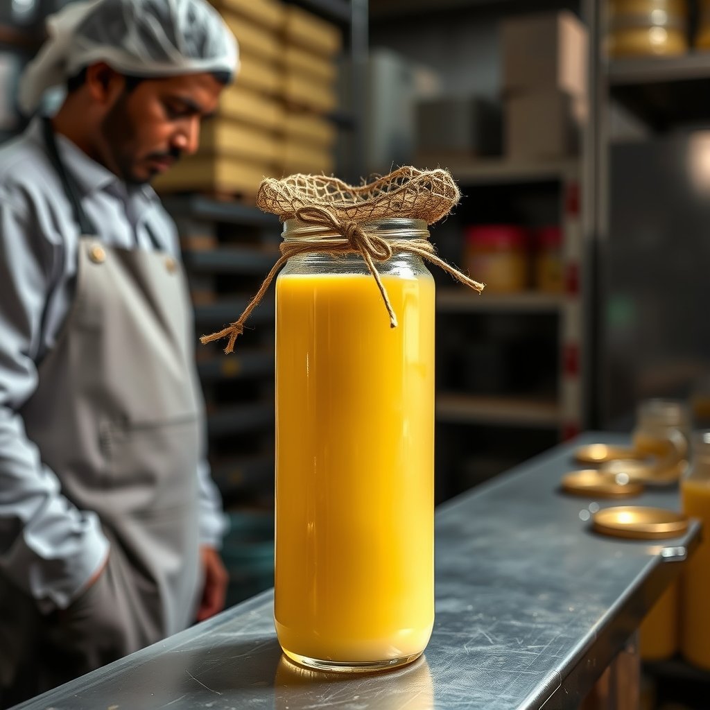 Freshly sealed glass jars of golden A2 bilona cow ghee ready for dispatch in Delhi