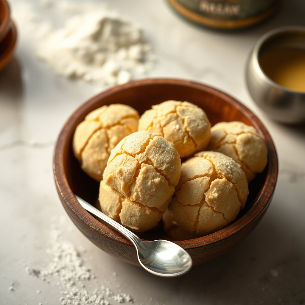 Hand mixing semi-solid bilona ghee and powdered sugar in a stainless steel bowl for baking nankhatai.
